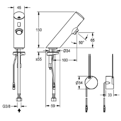 Bild von KWC F3EV1003 Elektronik-Standventil mit Rückflussverhinderer:nein, Berechnungsdurchfluss Trinkwasser:0.1 l/s, A3000 open-kompatibel:nein, Art.Nr. : 2030033544