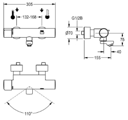 Bild von KWC F5E-Therm F5ET1001 Elektronik-Thermostatbatterie mit Rückflussverhinderer:ja, Berechnungsdurchfluss Trinkwasser:0.07 l/s, Berechnungsdurchfluss Warmwasser:0.07 l/s, Art.Nr. : 2030032980