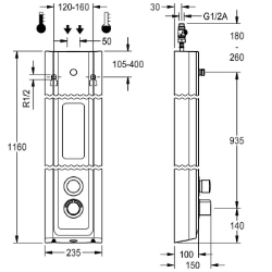 Bild von KWC F5S Therm F5ST2026 Duschpaneel MIRANIT Zusätzliche Verbindungen:nein, mit Rückflussverhinderer:ja, Zirkulation:nein, Art.Nr. : 2030054253