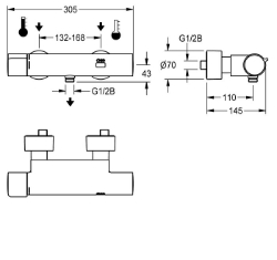 Bild von KWC F5ET2008 Elektronik-Thermostatbatterie Zusätzliche Verbindungen:nein, mit Rückflussverhinderer:ja, Berechnungsdurchfluss Trinkwasser:0.15 l/s, Art.Nr. : 2030039548