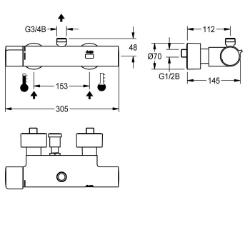 Bild von KWC F5ET2005 Elektronik-Thermostatbatterie Zusätzliche Verbindungen:nein, mit Rückflussverhinderer:ja, Berechnungsdurchfluss Trinkwasser:0.15 l/s, Art.Nr. : 2030039542