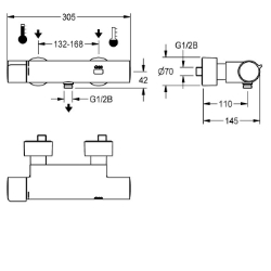 Bild von KWC F5E-Therm F5ET2003 Elektronik-Thermostatbatterie Zusätzliche Verbindungen:nein, mit Rückflussverhinderer:ja, Berechnungsdurchfluss Trinkwasser:0.15 l/s, Art.Nr. : 2030036691