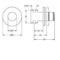 Picture of KWC F3SV2003 Selbstschluss-Durchgangsventil Zusätzliche Verbindungen:nein, mit Rückflussverhinderer:nein, Ausführung Einbauarmatur:Einbauteil und F-Set, Art.Nr. : 2030034416