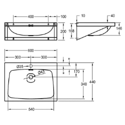 Bild von KWC ANIMA WT600A-M Waschtisch Typ des Beckens:Waschbecken, Beckenposition:mittig, Becken: Höhe:146 mm, Art.Nr. : 2000103765