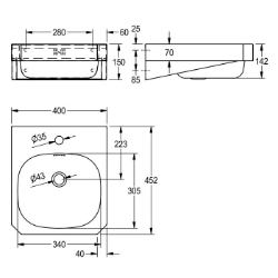 Bild von KWC ANIMA WT400C-M Waschtisch Typ des Beckens:Waschbecken, Beckenposition:mittig, Becken: Höhe:142 mm, Art.Nr. : 2000103763