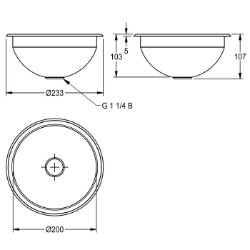 Picture of KWC RONDO RNDH200 Einlege- und Unterbau-Rundbecken Beckenposition:mittig, Becken: Höhe:108 mm, Oberflächenbehandlung des Beckens:hochglanzpoliert, Art.Nr. : 2000056306