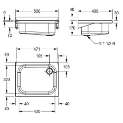 Bild von KWC SIRIUS BS303 Ausgussbecken,o. Rost Spritzschutzhöhe:40 mm, Beckenposition:mittig, Beckendesign:runde Ecken, Art.Nr. : 2000090080