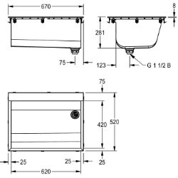 Bild von KWC SIRIUS BS324N Waschtrog Beckenposition:mittig, Beckendesign:90° Ecken, Becken: Höhe:281 mm, Art.Nr. : 2030045757