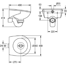 Bild von KWC SIRIUS SIRW511 Fäkalausguss Becken: Tiefe:360 mm, Becken: Breite:360 mm, Rost:optional, Art.Nr. : 2000101200