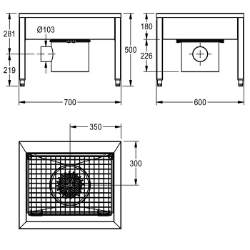 Bild von KWC SIRIUS SIRX711C Schuh- und Stiefelreinigungsanl Beckenposition:mittig, Beckendesign:90° Ecken, Becken: Höhe:180 mm, Art.Nr. : 2000100354