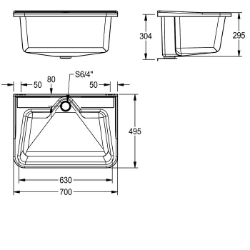 Picture of KWC SIRIUS MB7054 Mehrzweckbecken decorgrau Beckenposition:mittig, Beckendesign:runde Ecken, Becken: Höhe:295 mm, Art.Nr. : 2000100092