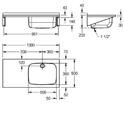 Bild von KWC SIRIUS BS332 Mehrzwecktrog,Ablage links Spritzschutzhöhe:40 mm, Beckenposition:rechts, Beckendesign:runde Ecken, Art.Nr. : 2000100077