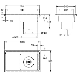 Bild von KWC SIRIUS SIRX835 Gipsabscheider Beckenposition:rechts, Beckendesign:runde Ecken, Becken: Höhe:200 mm, Art.Nr. : 2000071901