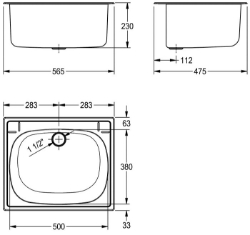 Bild von KWC SIRIUS BS340 Ausgussbecken Beckenposition:mittig, Beckendesign:runde Ecken, Becken: Höhe:230 mm, Art.Nr. : 2000057989