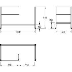 Picture of KWC MAXIMA MAXF140-70DW Untergestell zu Maxima, mit Position Spülmaschine:rechts, Material:Edelstahl, Materialtyp:1.4301 Chromnickelstahl V2A, Art.Nr. : 2000057109