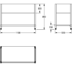 Picture of KWC MAXF120-60 Untergestell zu Maxima Material:Edelstahl, Materialtyp:1.4301 Chromnickelstahl V2A, Materialstärke:1 mm, Art.Nr. : 2000057101