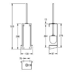 Bild von KWC EXOS. EXOS687X WC-Bürstenhalter Bürstenfarbe:schwarz, Material:Edelstahl, Materialtyp:1.4301 Chromnickelstahl V2A, Art.Nr. : 2030027995