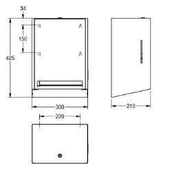 Bild von KWC EXOS. EXOS637X Papierhandtuchspender Maximale Tiefe/Durchmesser Verbrauchsmaterial:200 mm, Maximale Breite Verbrauchsmaterial:205 mm, Füllmenge:1, Art.Nr. : 2030022950