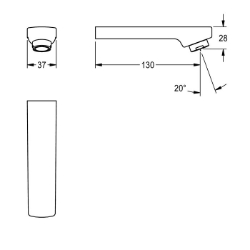 Bild von KWC ASEX1018 Auslauf, 130 mm Ausladung des Auslaufs:130 mm, Art des Auslaufes:Wandauslauf, Volumenstrom bei 3 bar:0.05 l/s, Art.Nr. : 2030050901