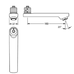 Bild von KWC ASXX1011 Schwenkauslauf, 160 mm Ausladung des Auslaufs:160 mm, Art des Auslaufes:Schwenkauslauf, Volumenstrom bei 3 bar:0.05 l/s, Art.Nr. : 2030049955