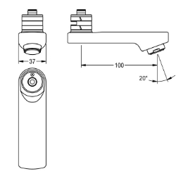 Bild von KWC ASXX1010 Schwenkauslauf, 100 mm Ausladung des Auslaufs:100 mm, Art des Auslaufes:Schwenkauslauf, Volumenstrom bei 3 bar:0.05 l/s, Art.Nr. : 2030049953