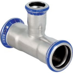 Bild von Geberit - T-Stücke GEBERIT MAPRESS Wasser Edelstahl Rostfrei 1.4401 Pressindikator, d mm: 22.0, d1 mm: 15.0, d2 mm: 18.0, L cm: 8.5, L1 cm: 4.3, l cm: 3, l2 cm: 4.8, Art.Nr. : 31227