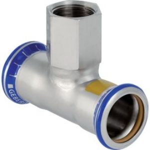 Bild von Geberit - T-Stücke GEBERIT MAPRESS Gas Edelstahl Rostfrei 1.4401 Abzweig mit Innengewinde, d mm: 15.0, Rp: 1/2, d1 mm: 15.0, L cm: 6.4, L1 cm: 4, l cm: 3, l2 cm: 3.2, Art.Nr. : 34052