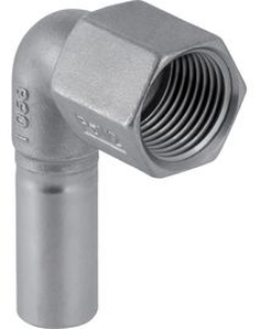 Picture of Geberit - Ansatzbogen 90° GEBERIT MAPRESS Edelstahl Rostfrei 1.4401 mit Innengewinde und Einschubende, d 15 mm, Rp 1/2 ", H 5.3 cm, L 3.6 cm, Z 2.3 cm, d mm: 15, Rp: 1/2, Art.Nr. : 33203