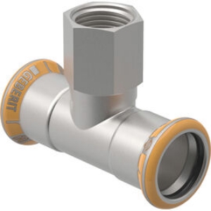 Bild von Geberit - T-Stücke MAPRESS Therm Edelstahl nicht zulässig für Trinkwasserinstallationen, d mm: 15, Rp: 1/2, d1 mm: 15, arc °: 90, L cm: 6.4, L1 cm: 4, l cm: 3, Art.Nr. : 41304