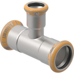 Picture of Geberit - T-Stücke MAPRESS Therm Edelstahl nicht zulässig für Trinkwasserinstallationen, d mm: 18, d1 mm: 15, d2 mm: 18, arc °: 90, L cm: 6.8, L1 cm: 4.1, l cm: 3, Art.Nr. : 41204