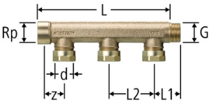 Bild von Nussbaum  86003 Optiflex-Verteiler gerade,  Grösse: DN 20 x 3, Art.Nr. 86003.23 - Nachfolgemodel 86003.43