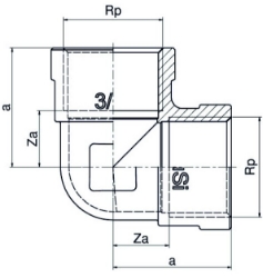 Picture of +GF+ Serie 8000 Gewindefittings Winkel 90° Siliziumbronze, Rp ″: 1/4, Art.Nr.: 768090002