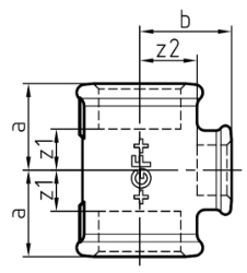 Bild von +GF+ 130 T-Stück, Abzweig reduziert oder vergrössert, ISO/EN B1, Dim. (1-2): 3" ‑ 2", Art.Nr.: 770129230