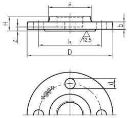 Picture of +GF+ 329 Gewindeflansch, gebohrt, 4 Loch, Dimension ″: 1/2", Art.Nr.: 770329204