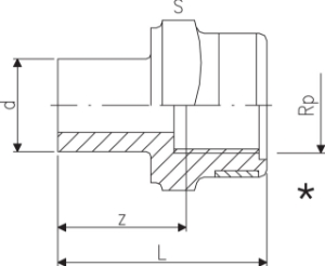 Picture of +GF+ Reduktionsnippel PVC-U metrisch Rp, Grösse: 40‑1", Art.Nr.: 721910446