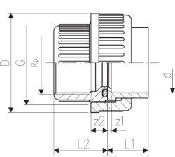 Picture of +GF+ Übergangsverschraubung PVC-U metrisch Rp, Grösse: 16‑ 3/8", Art.Nr.: 721510205