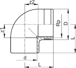 Picture of +GF+ Winkel 90° PVC-U metrisch Rp, Grösse: 12‑ 1/4", Art.Nr.: 721100204