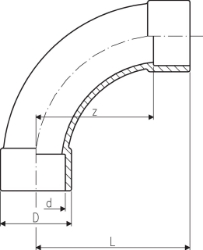 Picture of +GF+ Bogen 90° PVC metrisch, Grösse: 32, Art.Nr.: 721000108