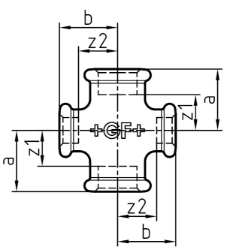 Picture of +GF+ 180 Kreuz, reduziert, ISO/EN C1, Dim. (1-2): 1" ‑ 1/2", Art.Nr.: 770180216