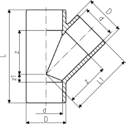 Bild von +GF+ T 45° egal PVC-U metrisch, Grösse: 16, Art.Nr.: 721250105