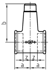 Bild von +GF+ 137 T-Stück für Verteilbatterie, Abzweig reduziert, Dim. (1-2): 11/4" ‑ 3/4", Art.Nr.: 770137216