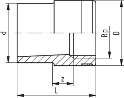 Picture of +GF+ PROGEF Standard Reduktions-Nippel Metrisch Rp (PN10), Grösse: 20‑ 3/8", Art.Nr.: 727910434