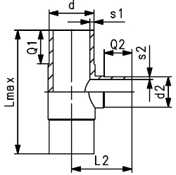 Bild von +GF+ ELGEF Plus T 90° reduziert PE100 d63-d315mm / SDR11 / Langschenklige Version, d mm: 75, Art.Nr.: 753201024