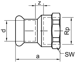 Picture of +GF+ PRESS-FIT Wasser Übergangsnippel Siliziumbronze, d mm: 12, Art.Nr.: 767627204