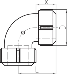 Picture of +GF+ PRIMOFIT Winkel 90° verzinkt Für PE/PE-Xa-Rohr, Dimension ″: 3/4", Art.Nr.: 775402502