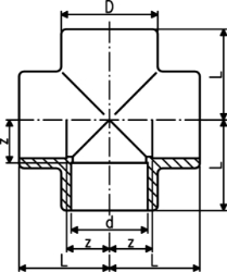 Bild von +GF+ Kreuz PVC-U metrisch, Grösse: 25, Art.Nr.: 721300107