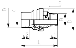 Picture of +GF+ Übergangsfitting PVC-U metrisch Messing R, d mm: 20, Art.Nr.: 721950606