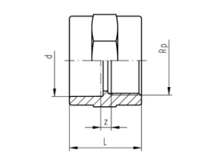 Picture of +GF+ SYGEF Standard Übergangsmuffe Innengewinde Rp PN16, Grösse: 63‑2", Art.Nr.: 735910211