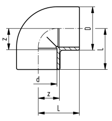 Picture of +GF+ SYGEF Standard Winkel 90° PN16, Grösse: 16, Art.Nr.: 735100105