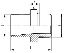 Picture of +GF+ SYGEF Standard Übergangsnippel Aussengewinde metrisch R PN16, Grösse: 16‑ 3/8", Art.Nr.: 735910505